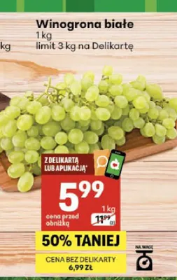 Winogrona białe promocja w Delikatesy Centrum