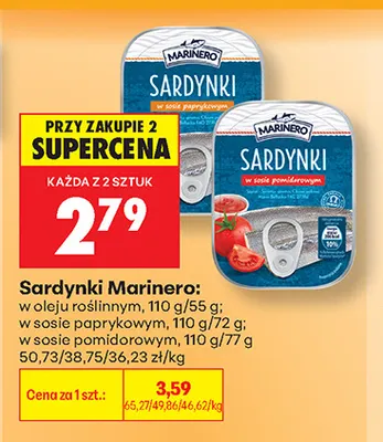Sardynki w sosie pomidorowym Marinero promocja w Biedronka