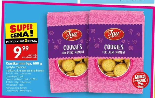 Ciastka mini Iga markizy z kremem śmietankowym promocja w Twój Market