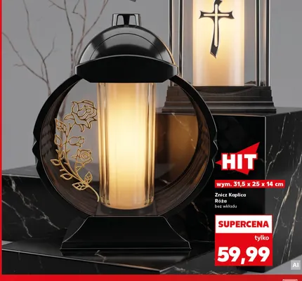 Znicz Kaplica Róża bez wkładu 31,5x25x14 cm promocja w Kaufland