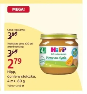 Danie w słoiczku Pierwsza dynia HiPP promocja w Rossmann