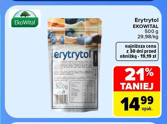 Erytrytol Ekowital promocja w Carrefour