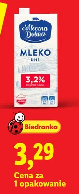 Mleko UHT Mleczna Dolina 3,2% promocja w Lidl