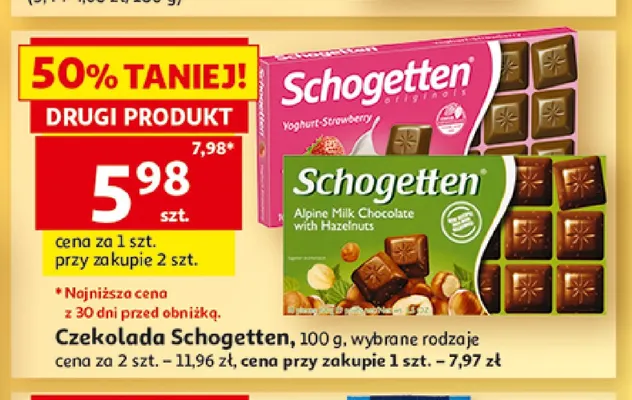 Czekolada Schogetten Alpine Milk Chocolate with Hazelnuts promocja w Auchan