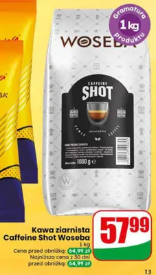 Kawa ziarnista Caffeine Shot Woseba promocja w Dino