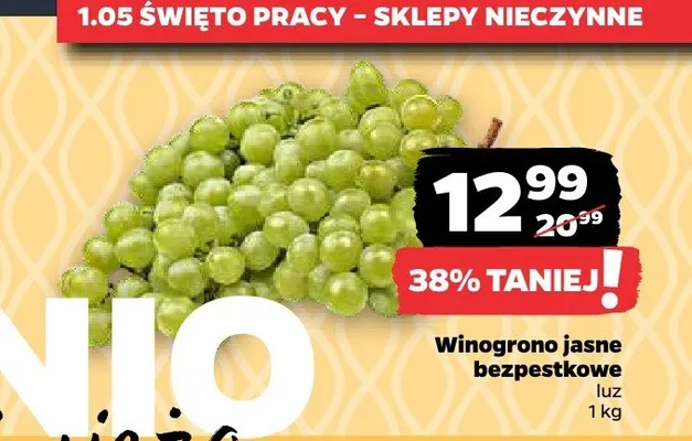 Winogrono jasne bezpestkowe promocja w Netto