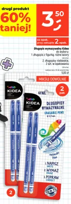 Długopisy wymazywalne niebieskie Kidea 2-pak promocja w Dealz
