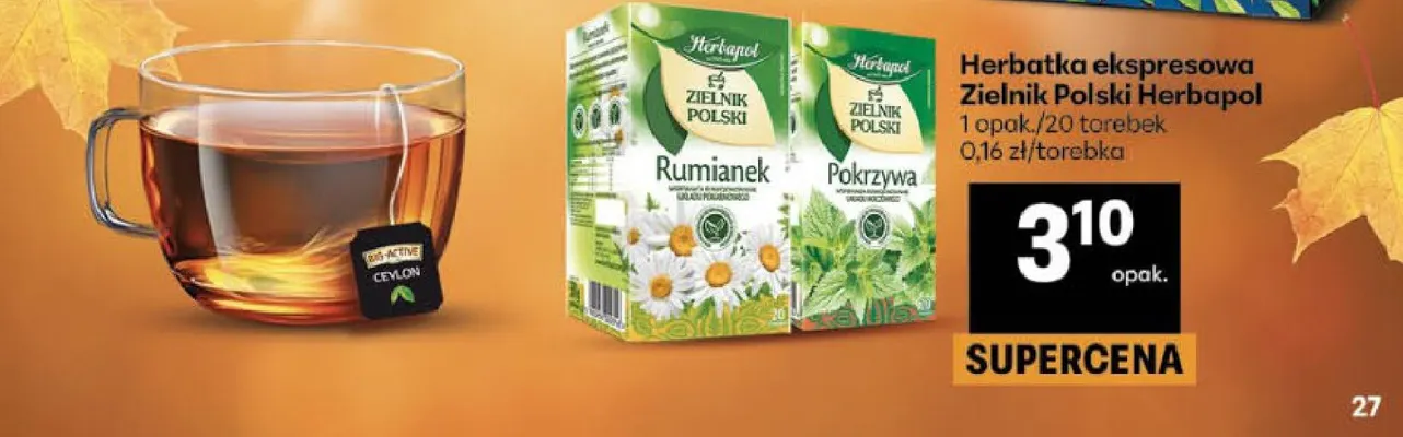 Herbatka ekspresowa Zielnik Polski Rumianek Herbapol promocja w Delikatesy Centrum
