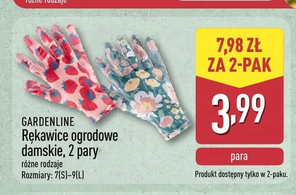 Rękawice ogrodowe damskie Gardenline 2-pak promocja w Aldi
