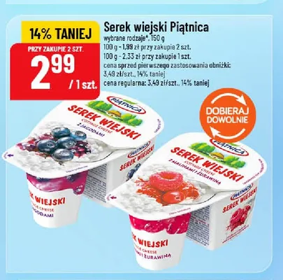 Serek wiejski Piątnica z malinami i żurawiną promocja w POLOmarket