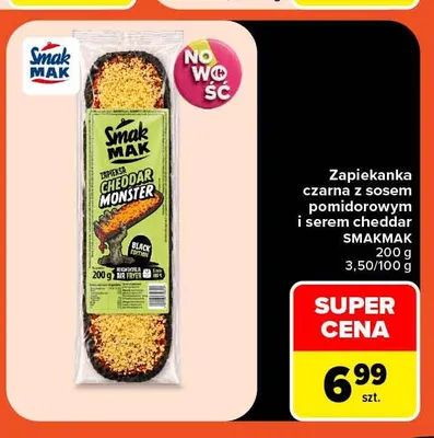 Zapiekanka czarna z sosem pomidorowym i serem cheddar Smakmak promocja w Carrefour Market