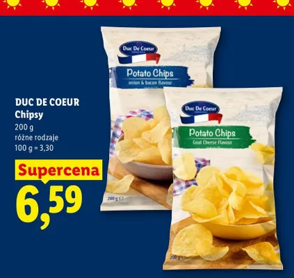 Chipsy o smaku sera koziego Duc De Coeur promocja w Lidl