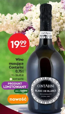 Wino musujące Contarini Blanc de Blancs Millesimato Extra Dry wytrawne promocja w Żabka
