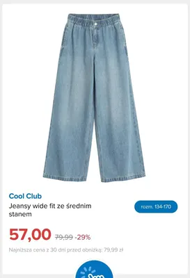 Jeansy wide fit ze średnim stanem Cool Club promocja w Smyk