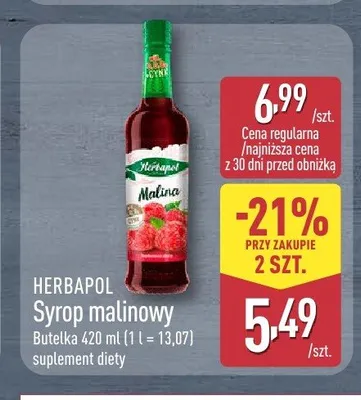 Syrop malinowy Herbapol promocja w Aldi
