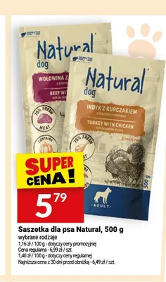 Saszetka dla psa Natural Indyk z kurczakiem promocja w Twój Market