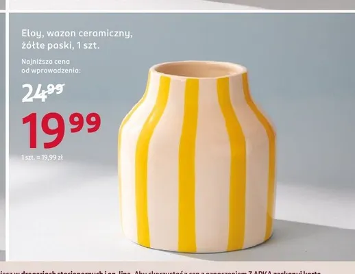 Wazon ceramiczny Eloy żółte paski promocja w Rossmann