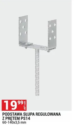 Podstawa słupa regulowana z prętem PS14 60-140x3,5mm promocja w Merkury Market