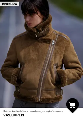 Krótka kurtka biker z dwustronnym wykończeniem Bershka promocja w Bershka