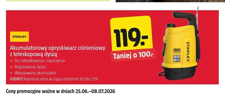 Akumulatorowy opryskiwacz ciśnieniowy Stanley promocja w Jula