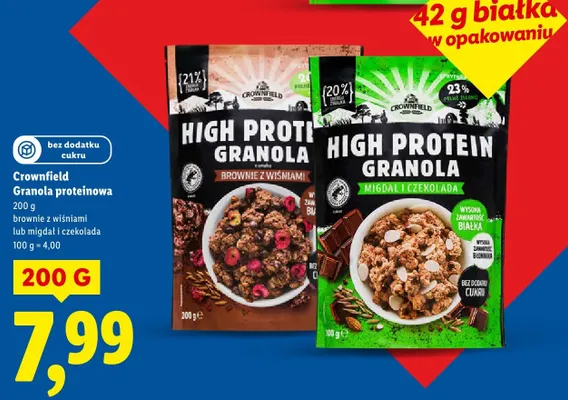 Granola proteinowa migdał i czekolada promocja w Lidl