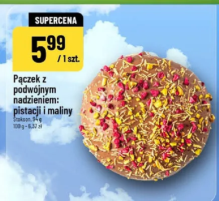 Pączek z podwójnym nadzieniem pistacji i maliny promocja w POLOmarket