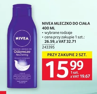 Mleczko do ciała Nivea Odżywcze promocja w Selgros