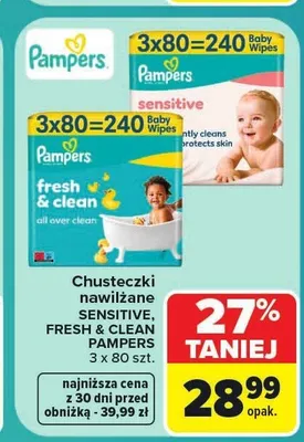 Chusteczki nawilżane Pampers Sensitive promocja w Carrefour Market