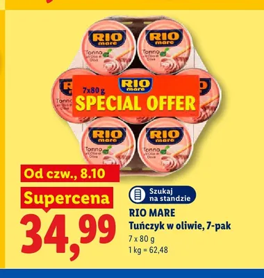 Tuńczyk w oliwie Rio Mare 7-pak promocja w Lidl
