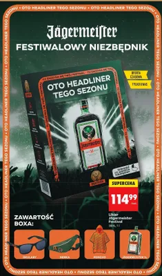 Zestaw Likier Jägermeister Festival + okulary + nerka + poncho promocja w Biedronka