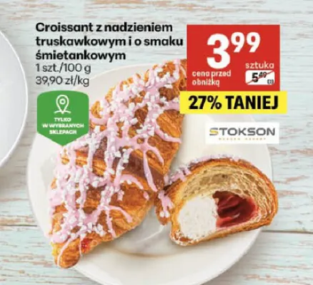 Croissant z nadzieniem truskawkowym i o smaku śmietankowym Stokson promocja w Delikatesy Centrum