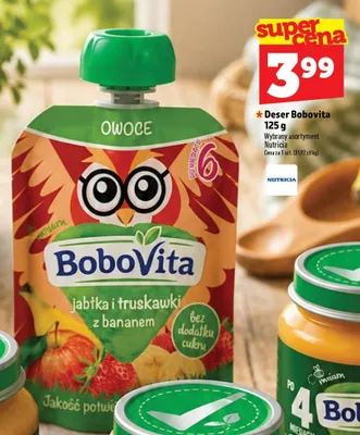 Deser BoboVita jabłka i truskawki z bananem promocja w TOPAZ
