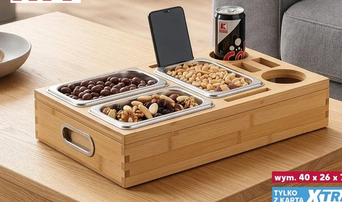 Taca na przekąski bambusowa wym. 40x26x7,5 cm promocja w Kaufland