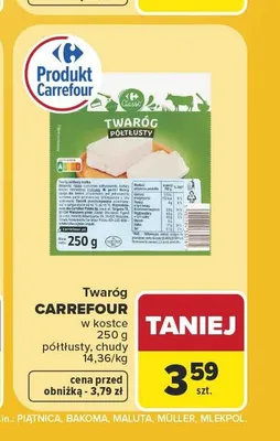 Twaróg Carrefour w kostce półtłusty promocja w Carrefour