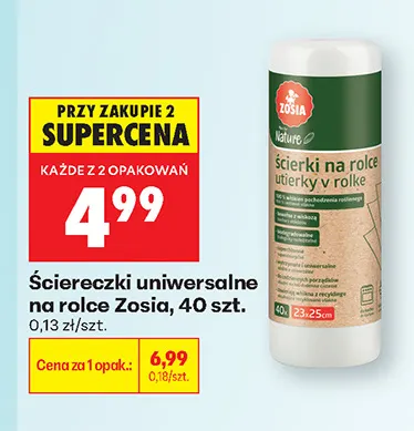 Ściereczki uniwersalne na rolce Zosia 40 szt. promocja w Biedronka