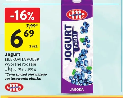 Jogurt Mlekovita Polski jagodowy promocja w Intermarche