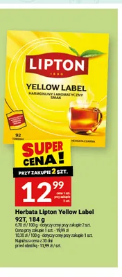 Herbata Lipton Yellow Label 92T promocja w Twój Market