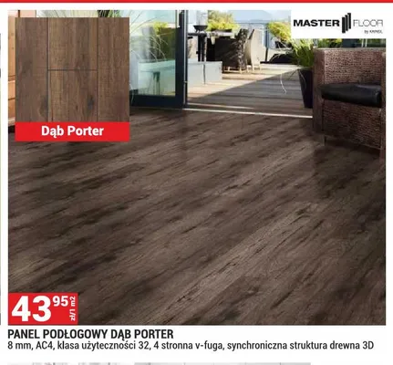 Panel podłogowy Dąb Porter Master Floor 8mm AC4 klasa użyteczności 32 4-stronna V-fuga synchroniczna struktura drewna 3D promocja w Merkury Market