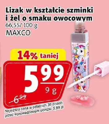 Lizak w kształcie szminki i żel o smaku owocowym promocja w Prim Market