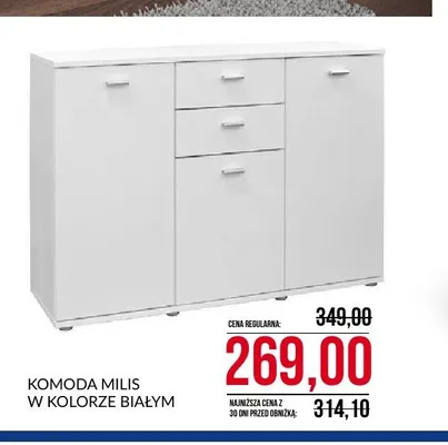 Komoda Milis w kolorze białym promocja w Abra Meble