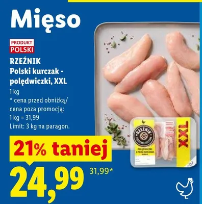 Polski kurczak polędwiczki XXL Rzeźnik promocja w Lidl