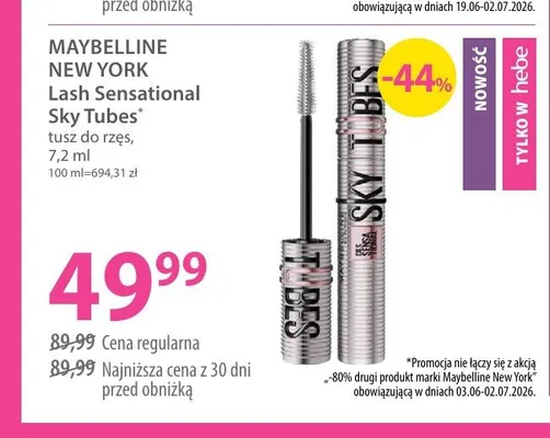 Tusz do rzęs Maybelline New York Lash Sensational Sky Tubes promocja w Hebe