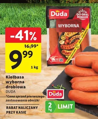 Kiełbasa wyborna drobiowa Duda promocja w Intermarche