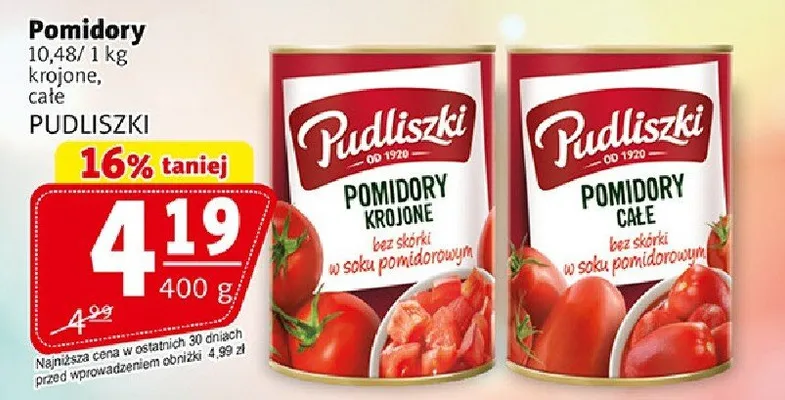 Pomidory krojone, całe promocja w Prim Market
