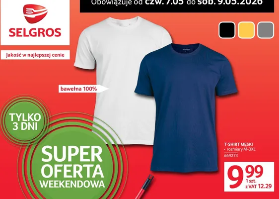 T-shirt męski rozmiary M-3XL 669273 promocja w Selgros
