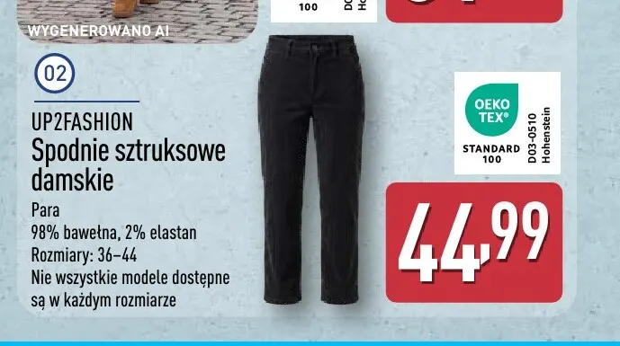 Spodnie sztruksowe damskie Up2fashion promocja w Aldi