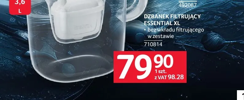 Dzbanek filtrujący Brita Essential Xl 3,6 l promocja w Selgros