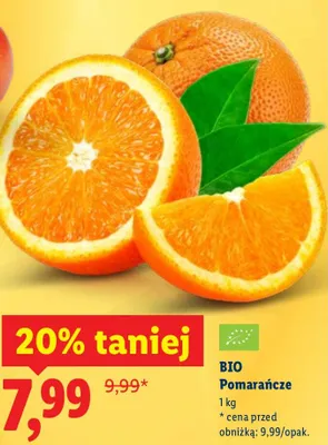 Pomarańcze bio promocja w Lidl