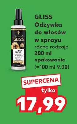 Odżywka do włosów w sprayu różne rodzaje Gliss promocja w Kaufland