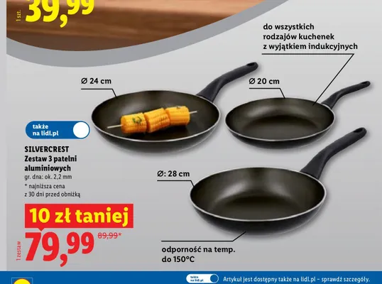 Zestaw 3 patelni aluminiowych Silvercrest promocja